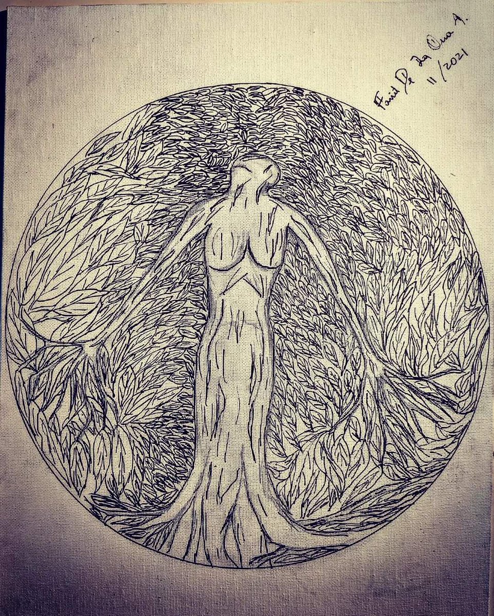 farid_ossa's tweet photo. "Fall Lady Tree in Black and White" (11/2021) : 14" x 11" mandala art piece made with black ink on canvas. #mandala #mandalaart #ladytree #falltree #fallseason #latinartist #latinxart #art #latinart https://t.co/shHqBHiAV7