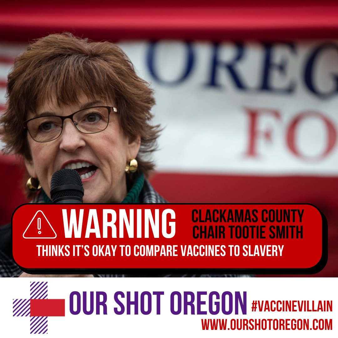 OurShotOregon's tweet photo. As cases surged in OR last Thanksgiving, @SmithTootie  announced she would hold a gathering w/ “as many family and friends as I can find,” then went on FOX News to brag about defying public health guidelines. She's a special holiday edition #vaccinevillain https://t.co/pxd046w6PQ