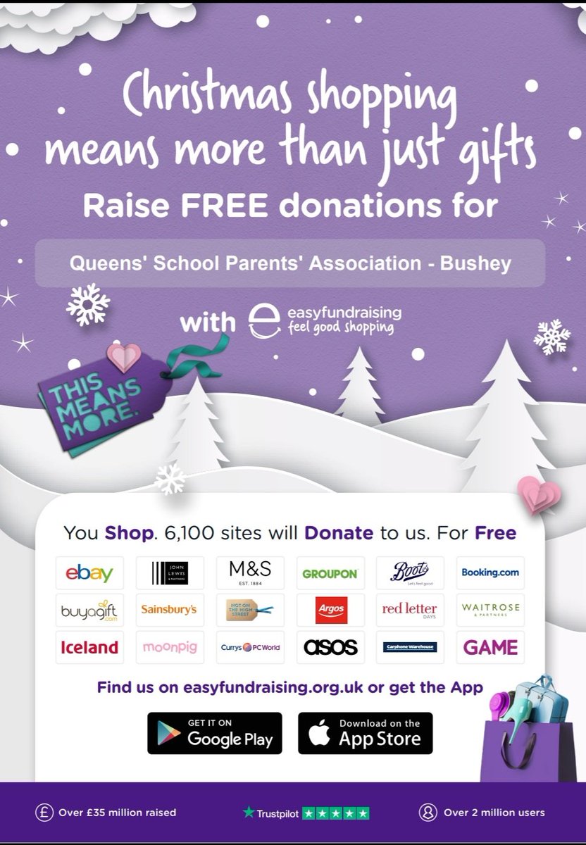 QueensSch_QPA's tweet photo. Remember to support the school by Easy Fundraising when you are shopping for Black Friday and Christmas... @QueensSch #Daretohelp https://t.co/5Ze1uOe1BX