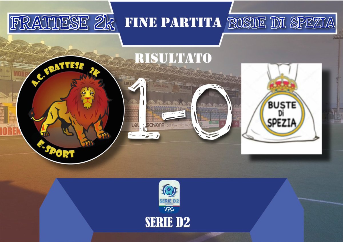⚽️FULL TIME⚽️
🗓 25/11/21

🕥 22:20
🆚 BUSTE DI SPEZIA
🏆 <a href="/VPG_Italy/">VPG Italy</a>-#serieD2 
✅ 1-0