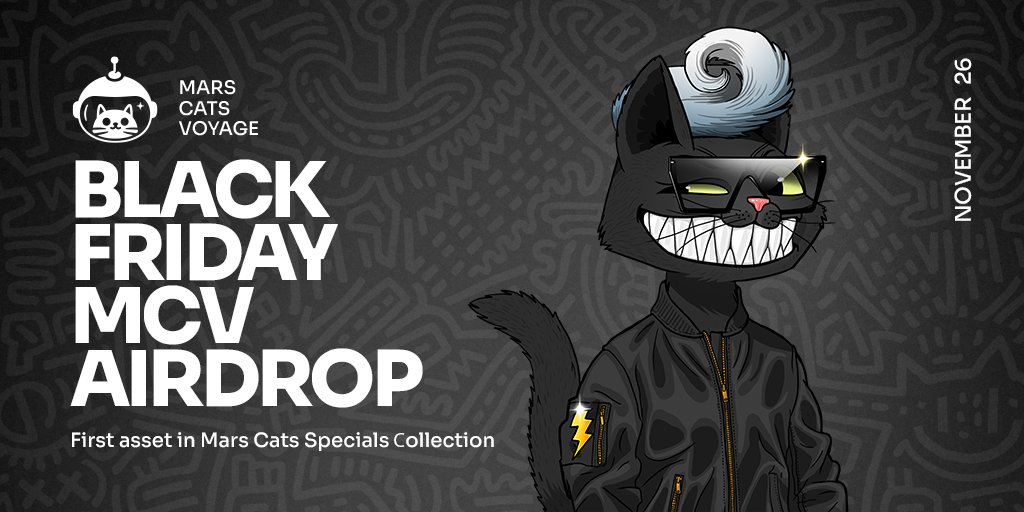 MarsCatsVoyage's tweet photo. We opened a new limited edition NFT collection and added our 1st asset for Black Friday's airdrop!😻 We'll send a black stylish cat to 1500 #MCV holders: https://t.co/frC62iHYNq. Hold a cat in your wallet to be eligible.

What are the magic symbols on the background? Aliens? https://t.co/Hc6BwlRWF9