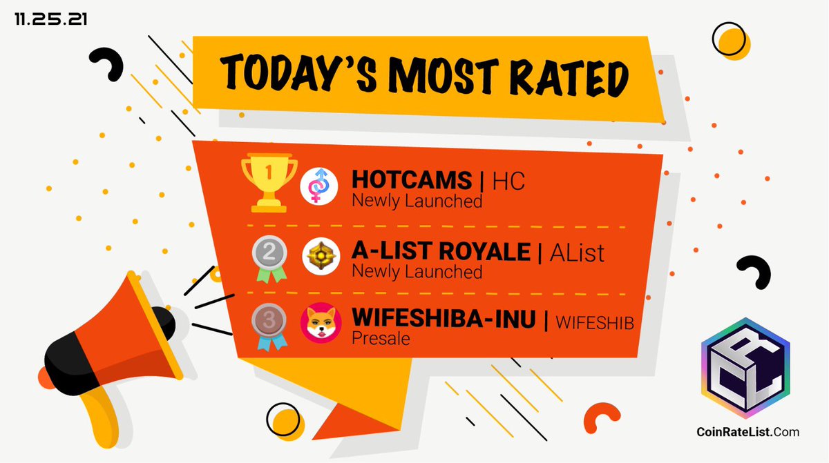 🔥🚀TODAY'S MOST RATED🚀🔥

#1 <a href="/hotcams_token/">HotCams</a> 
 
#2 <a href="/AListRoyale/">A-List Royale</a> 

#3 <a href="/WifeInu/">WifeShiba Inu</a> 

Congratulations!!!👏👏👏

Let's vote👇
CoinRateList.com