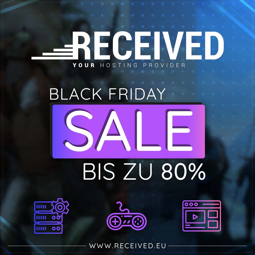 Happy Black Friday! 
Wir bieten auf unsere Produkte bis zu 80% Rabatt, alle Informationen zu unseren Rabatten findet ihr auf unserer Webseite.
received.eu/blackfriday-de…
#blackfriday #hosting #received #gaming #vps #rabatte