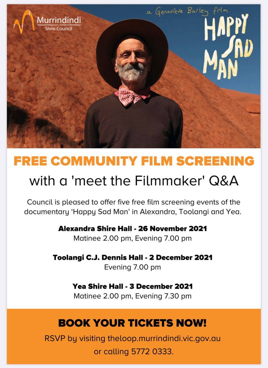 HappySadFilm's tweet photo. Next stop, Murrindindi shire today and next week! #Murrindindi #HappySadMan #MentalHealth #mateship https://t.co/4YhyLzjaXs