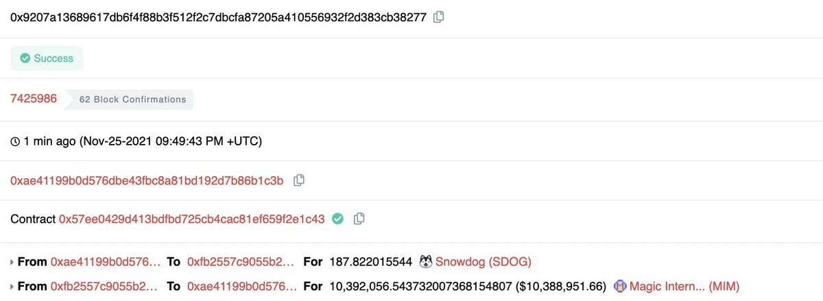 builderjaydub's tweet photo. @SnowdogDAO $SDOG rugpulled. Here's how:
1. Promised a 40M buyback happening on its own DEX Snowswap and migrated all liquidity from Joe
2. Snowswap contract requires a "challengeKey" to trade which only insiders knew it beforehand
3. Insiders backran the buyback and made 10M https://t.co/tfKDqA4t4I