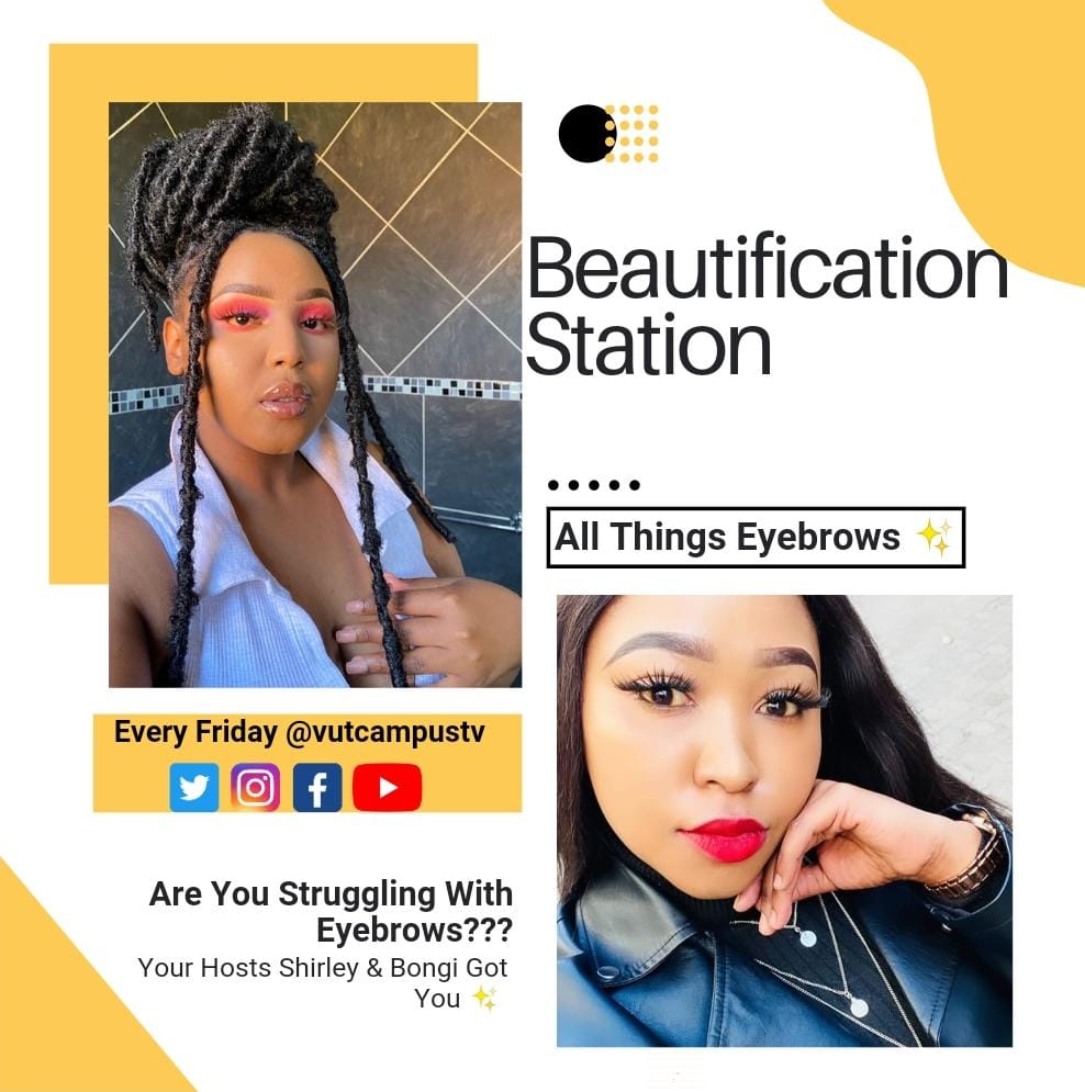 vutcampustv's tweet photo. Don't miss another episode of #beautificationstation where @eyessocelestial and @BongiDiamond4 will be teaching you how to do your eyebrows, tomorrow.💃💃💃💃❤️❤️❤️🔥🔥🔥
#vutcampustv #eyebrows #makeup
Click on the link below to visit our Instagram page👇
https://t.co/yH0Rj5jWzX https://t.co/7lt6rzocj9