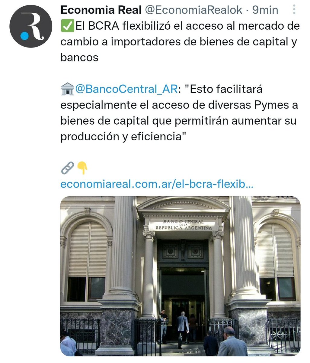 DamianRegalini's tweet photo. Buena noticia❗

La medida 7375 del BCRA limitaba el pago anticipado de bienes de capital y perjudicaba a las PyMes. En el día de hoy el Banco Central comunicó la corrección de la norma para que las PyMes no tengamos problemas para adquirir maquinarias.
 https://t.co/45NgCHWbaM https://t.co/VMMSFKAHGg