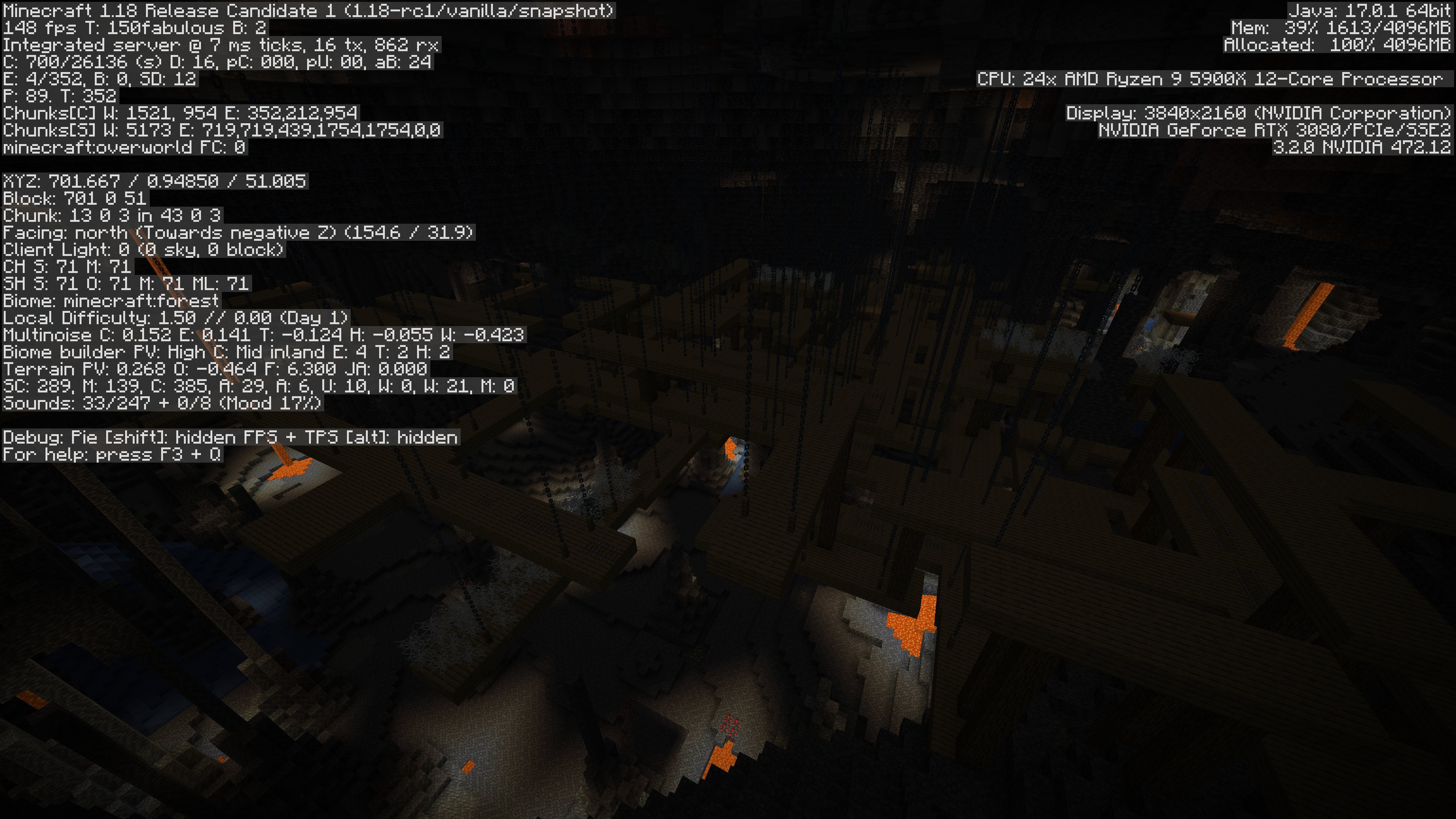 Pixlriffs The Creative World I M Using For The Minecraft Survival Guide Glossary Video Has More Or Less An Entire Abandoned Mineshaft Structure Suspended In A Cave 600 Blocks From