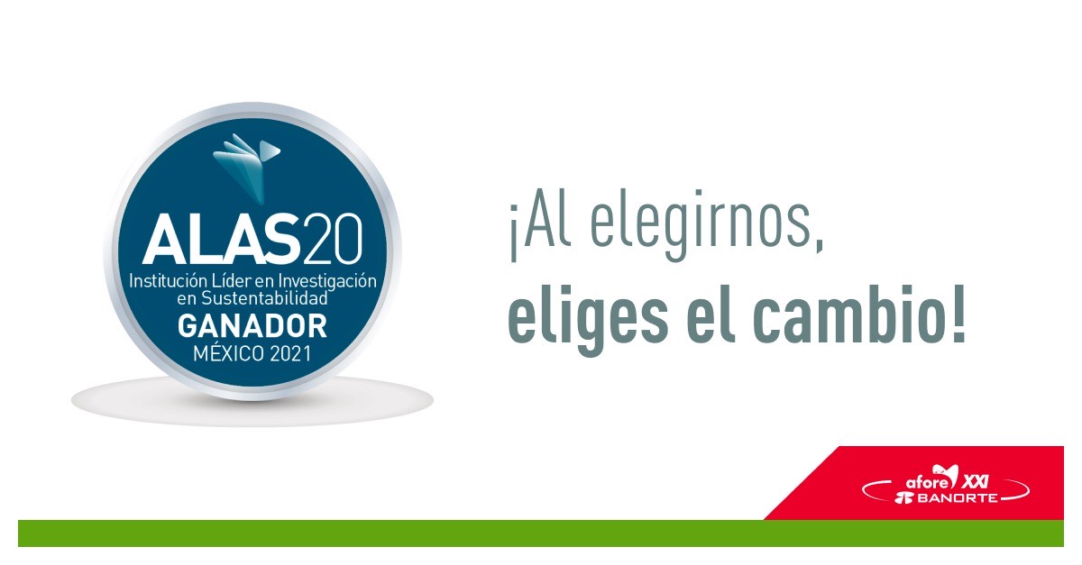 XXIBanorte's tweet photo. Fuimos la primera Afore en apostar por las inversiones responsables y hoy estamos orgullosos de haber obtenido el primer lugar en la categoría de Líder en Investigación de Sustentabilidad, otorgado por la Agenda Líderes Sustentables @ALAS_20.  https://t.co/n5ud5acFKE https://t.co/0wf7y0V1Bc