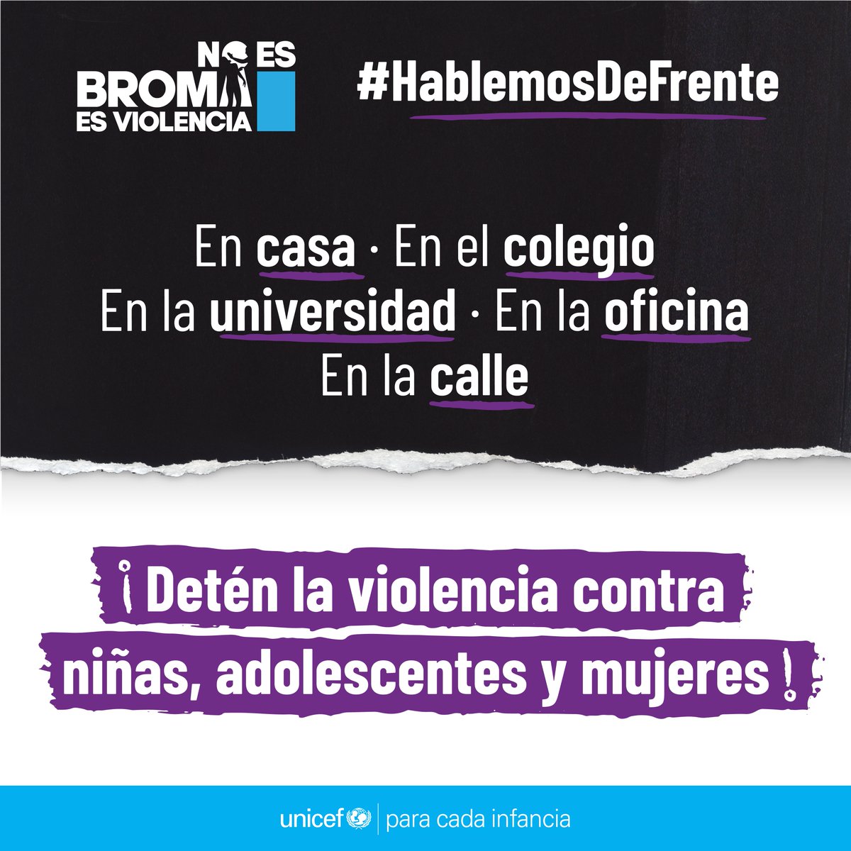Niñas, adolescentes y mujeres se merecen espacios:

✅Seguros
✅Libres de violencia
✅Libres de acoso
 
#HablemosDeFrente #25N #16dias

Vía @Unicefvenezuela