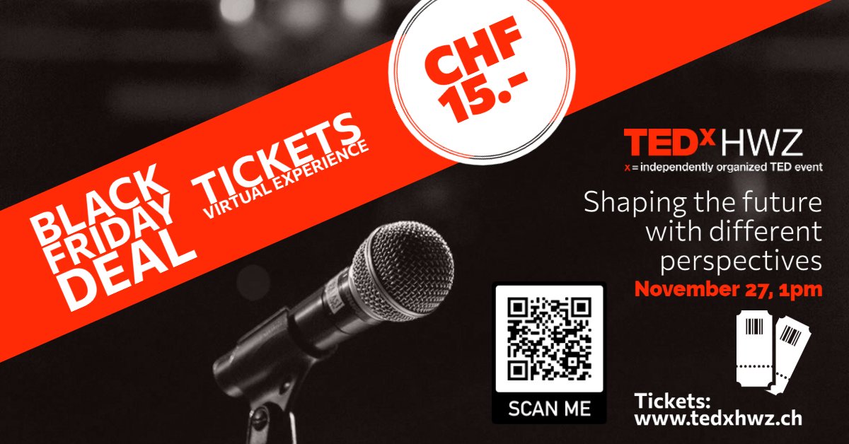 tedxhwz's tweet photo. 👉Check out our BLACK FRIDAY SPECIAL DEAL!
Get your virutal experience tickets 🎫 for only CHF 15.- 👏! https://t.co/LTPc6vjT1k

#Responsibility #Collaboration #Diversity #TEDxHWZ #TEDx #ShapingTheWorld #DifferentPerspectives #EMBADigitalLeadership #HWZ #Digitalleadership https://t.co/UAgGdm1kQg