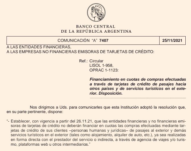 vanalaeropuerto's tweet photo. Bueno, el Banco Central prohibió comprar viajes al exterior con tarjeta de crédito en cuotas. A partir de ahora solo podrán viajar los que la tengan toda junta.

https://t.co/AYzBwMqFFU https://t.co/6iH0hjPH8u