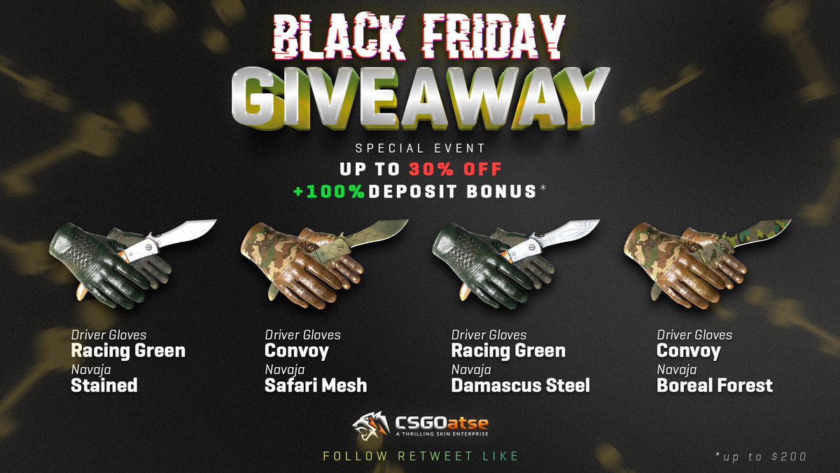 CSGOatsecom's tweet photo. 🔥 GIVEAWAY 🔥
BLACK FRIDAY IS HERE!

Check out our Black Friday event, available now!

-Retweet
-Follow us

Giveaway ends in a week, good luck! https://t.co/C58FAOeH3D