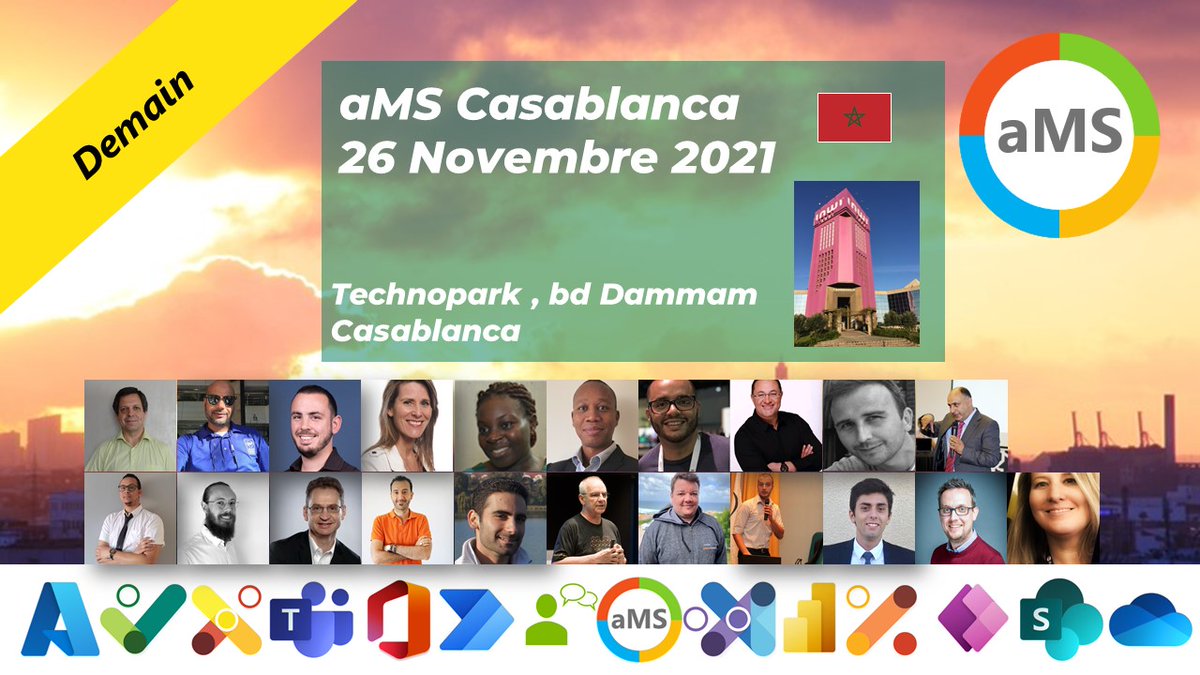 aOSComm's tweet photo. L'événement #aMSCasablanca c'est demain !
En physique on vous attend au
Technopark, bd Dammam Casablanca
et en ligne dans Teams
#Microsoft36( #Azure #SharePoint https://t.co/jS5dMOVO4h