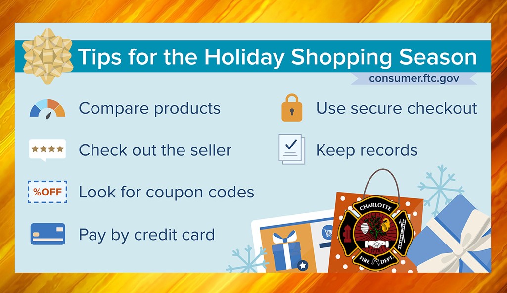 charlottefire's tweet photo. Now is the time to make sure you are aware and prepared to shop safely online. Follow these steps to make sure that you shop safely and smart online this year! #CMEMO @CharMeckEM #StaySafeStayAlive #cfdstrong #CFDPRIDE https://t.co/HDwKCTko1w