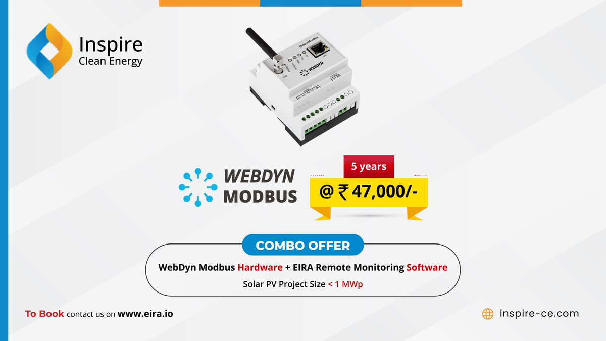 inspire_ce's tweet photo. #Add_on Options @ Low Price:
1️⃣ IP67 Polycarbonate enclosure
2️⃣ Add. safety: optical isolator, fuses, MCB, Neutral link, TB for Modbus connections, SPD
3️⃣ Wired &amp; Pre-Configured as per site requirement.
4️⃣ Ticketing Module S/w to manage field O&amp;M Activities &amp; many more features https://t.co/7BuQ88pQnu