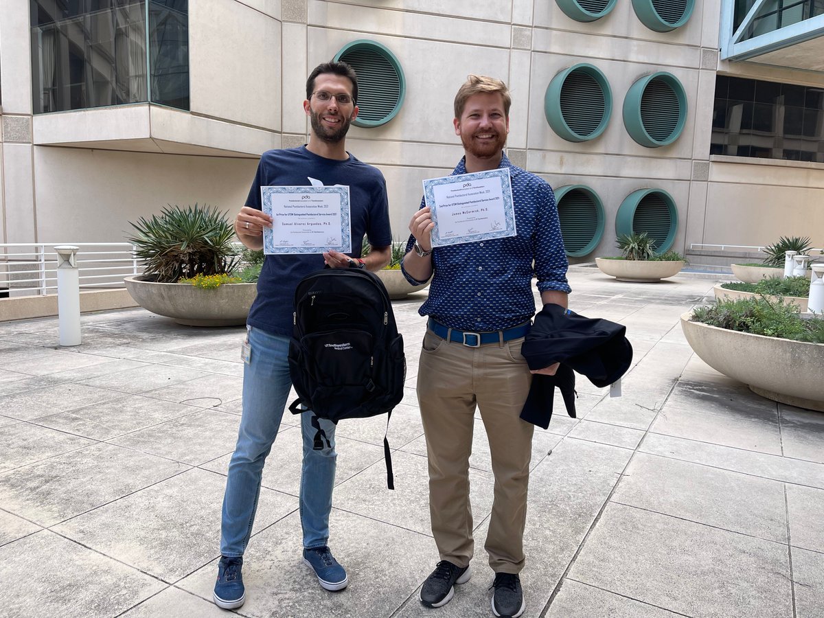 utswpda's tweet photo. Thank you to our "Distinguished Postdoctoral Service Award" winners 2021:  Samuel Alvarez Arguedas, @PovedanoJuanma, Maria del Carmen Lafita Navarro, @JamesWMcCormick, @AparajitaD, Bryce N. Balmain,  @dbheisler, @yilingx1 4/4 https://t.co/dAm511aJYq