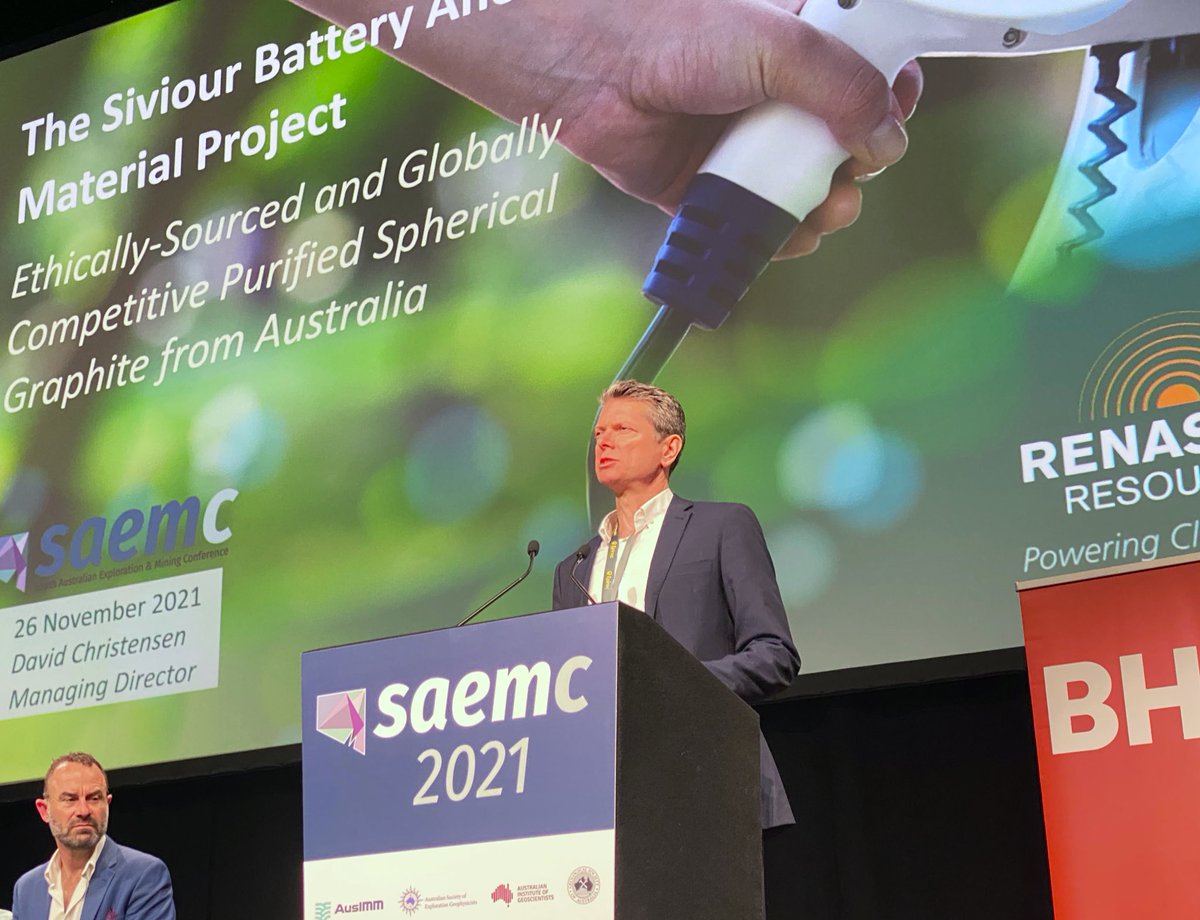 mkd_design's tweet photo. Renascor’s Managing Director, David Christensen providing an overview of #Siviour Battery #Anode material project. #Graphite EV #greenenabler from at #saemc21 #ESG responsible #SouthAustralia  $RNU https://t.co/sLH1QOXe3D