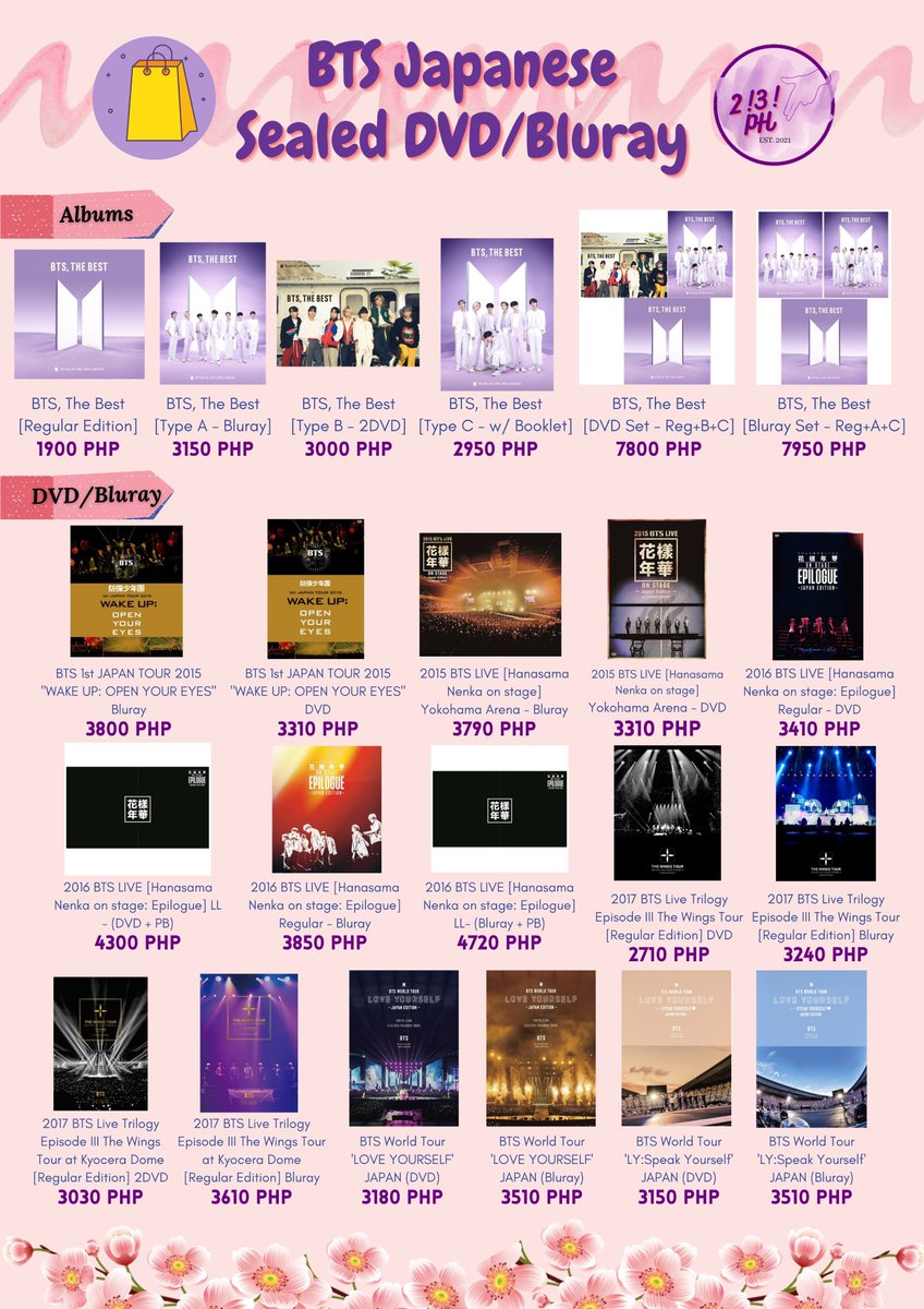 doolsetPH's tweet photo. #DoolSetPHGO
π· wts lfb ph bts japan go help rt
BTS Japanese Albums and DVD/Bluray GO - Batch 5
Sealed & complete inclusion
2nd Press, no POB
DOO/DOP: Dec 29, 2021
ETA: Jan-Feb 2022
Order Form: https://t.co/BQ5Fxx9QhQ
Pricelist below β¬οΈ https://t.co/5mXKrgFJkw