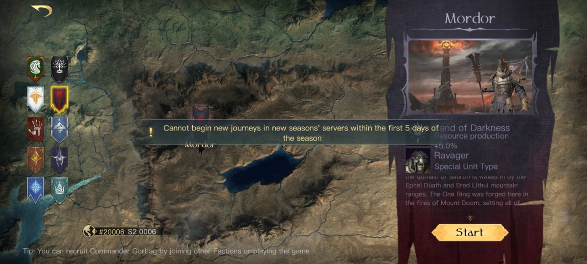 BarKEPENEK1's tweet photo. @lotrrisetowar hello there, after the 2nd season started, I just tried to join Angmar but I received this massage below, please help. https://t.co/aamLAblLd8