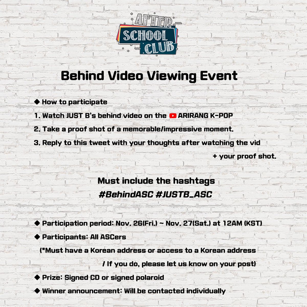 arirang_ASC's tweet photo. [JUST B]
⠀
💌 Watch JUST B's behind video and participate in the event below!
⠀
🔗 LINK: https://t.co/mOYEi0SFMN
⠀
#BehindASC #JUSTB_ASC @JUSTB_Official https://t.co/z7yzkKjoy0
