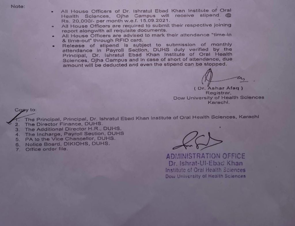 MehdiyahMohamm2's tweet photo. DUHS gets grant in aid of 1,098 Million PKR from Health department of Sindh still they pay 20,000PKR instead of 45,000Pkr per month to its Dental HOs. @BBhuttoZardari @SindhCMHouse @pmc_org 
#JusticeForDUHSDentalHouseofficers https://t.co/DIDjtLkvvy