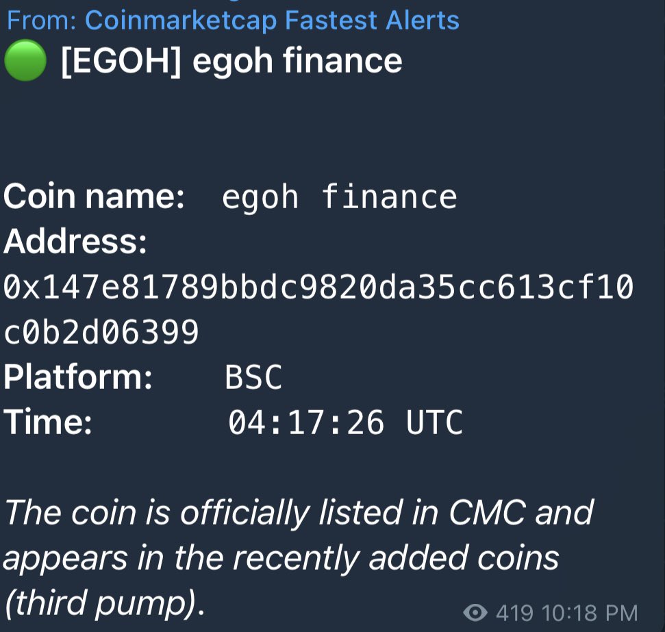 EgohFinance's tweet photo. Just 1 day old and already listed on @CoinMarketCap. Big things happening in the @HogeFinance Ecosystem. 

#HOGE #altcoinseason #BSCGem #BSCGems #altcoin #altcoins https://t.co/Yyi9dhfUGH