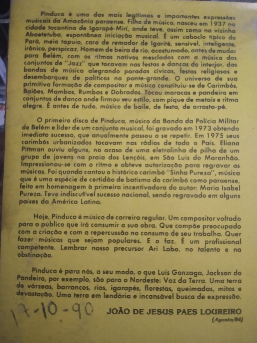 gustavomadruga's tweet photo. Pinduca é muito lindo! E esse texto de João de Jesus Pães Leme (no verso do disco Vol.13) é um primor! O tipo de texto que gosto de ler e escrever sobre música. #Carimbó #Pinduca https://t.co/amt59xFECj