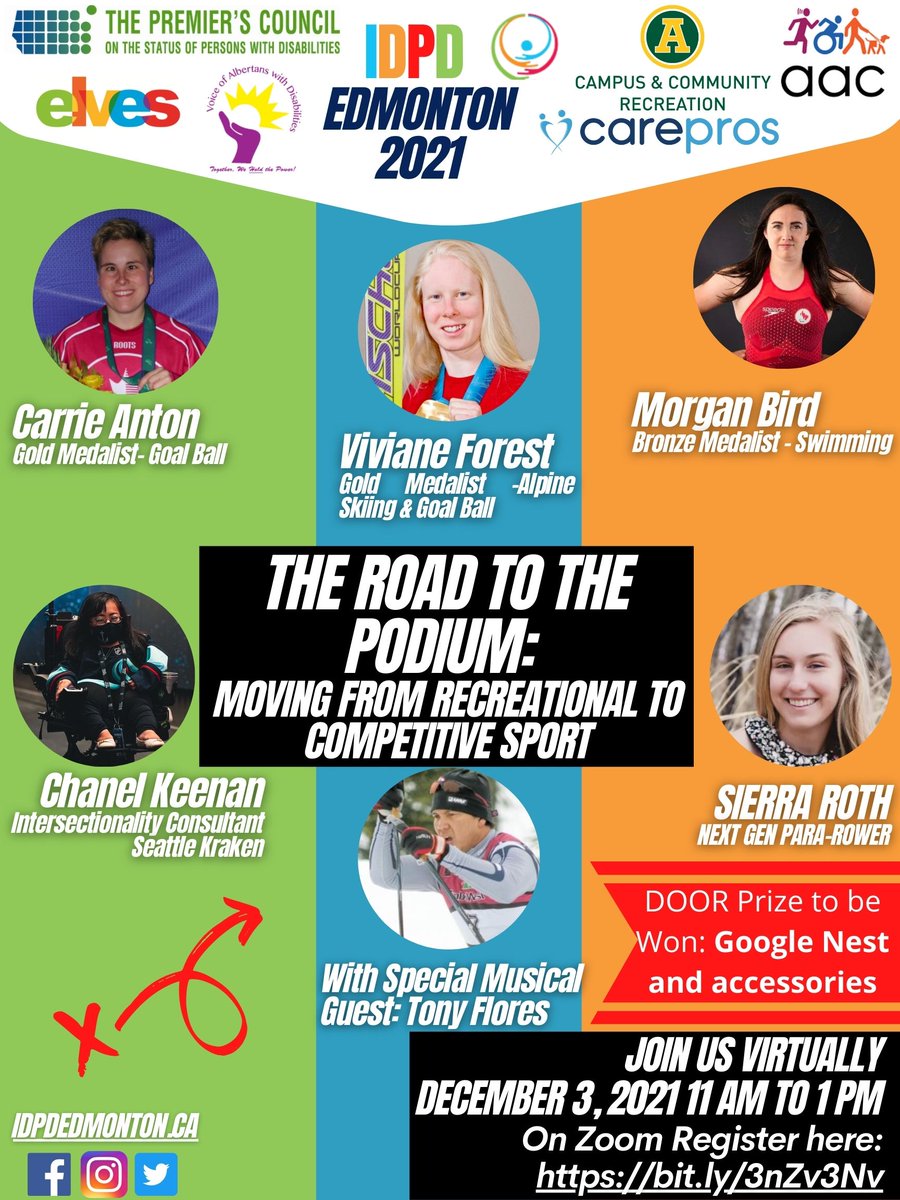 IDPD_Edmonton's tweet photo. In honour of the recent Summer @Paralympics  games and the upcoming Winter @Tokyo2020  Paralympic games we have invited incredible athletes who have both gone to the Paralympic games or are on their way there! Register: https://t.co/0ORC5ipwwS https://t.co/BJ2R5q9BnT