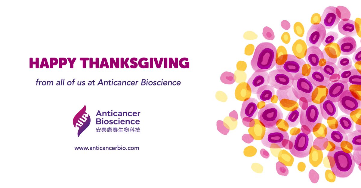 anticancerbio's tweet photo. Happy #Thanksgiving from all of us at Anticancer Bioscience! We are grateful for our teams, investors, partners, collaborators and friends who support us on our journey to transform breakthrough #science into effective #medicine.
#Thanksgiving2021 https://t.co/oHhk4WEdA6