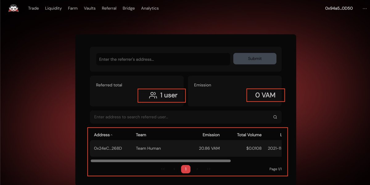 Have you check your emission from referrees today?
Join to free 2% interest from Farming (and Staking later) 🔥🔥

Learn more: docs.vampireswap.org/products/refer…

#DeFi #Fantom #FTM #referral