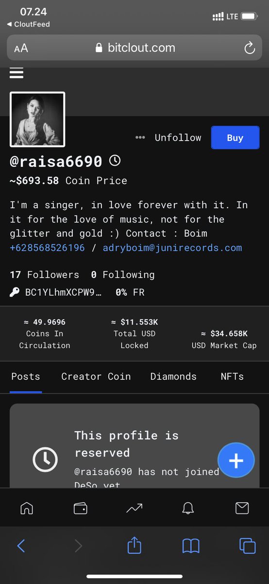 She's not even on DeSo yet but already worth USD 34K!! <a href="/raisa6690/">Raisa Andriana</a> <a href="/BitClout_/">BitClout</a>  <a href="/BitClout/">BitClout</a>