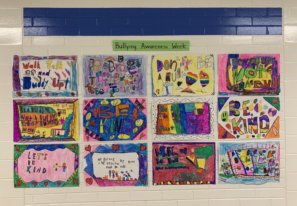 Grade One Students at King George have been learning about what bullying is and how to stand up to bullies this week and they expressed themselves with these colourful posters for #AntiBullyingWeek @93duker9 <a href="/LKDSB/">Lambton Kent DSB</a> <a href="/LKelempro/">LKDSB Elem Program</a>
