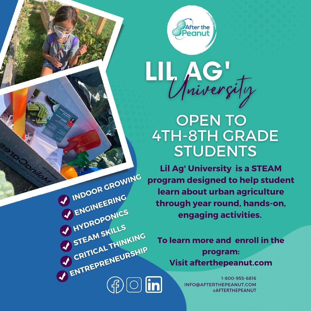 afterthepeanut's tweet photo. Lil Ag' University is a STEAM program designed to help students in 4th-8th grade learn about urban agriculture through year round, hands-on, engaging activities.

Sign up locally!!

#university #college #student #education #students #study #studentlife https://t.co/VcEUCIl2ys
