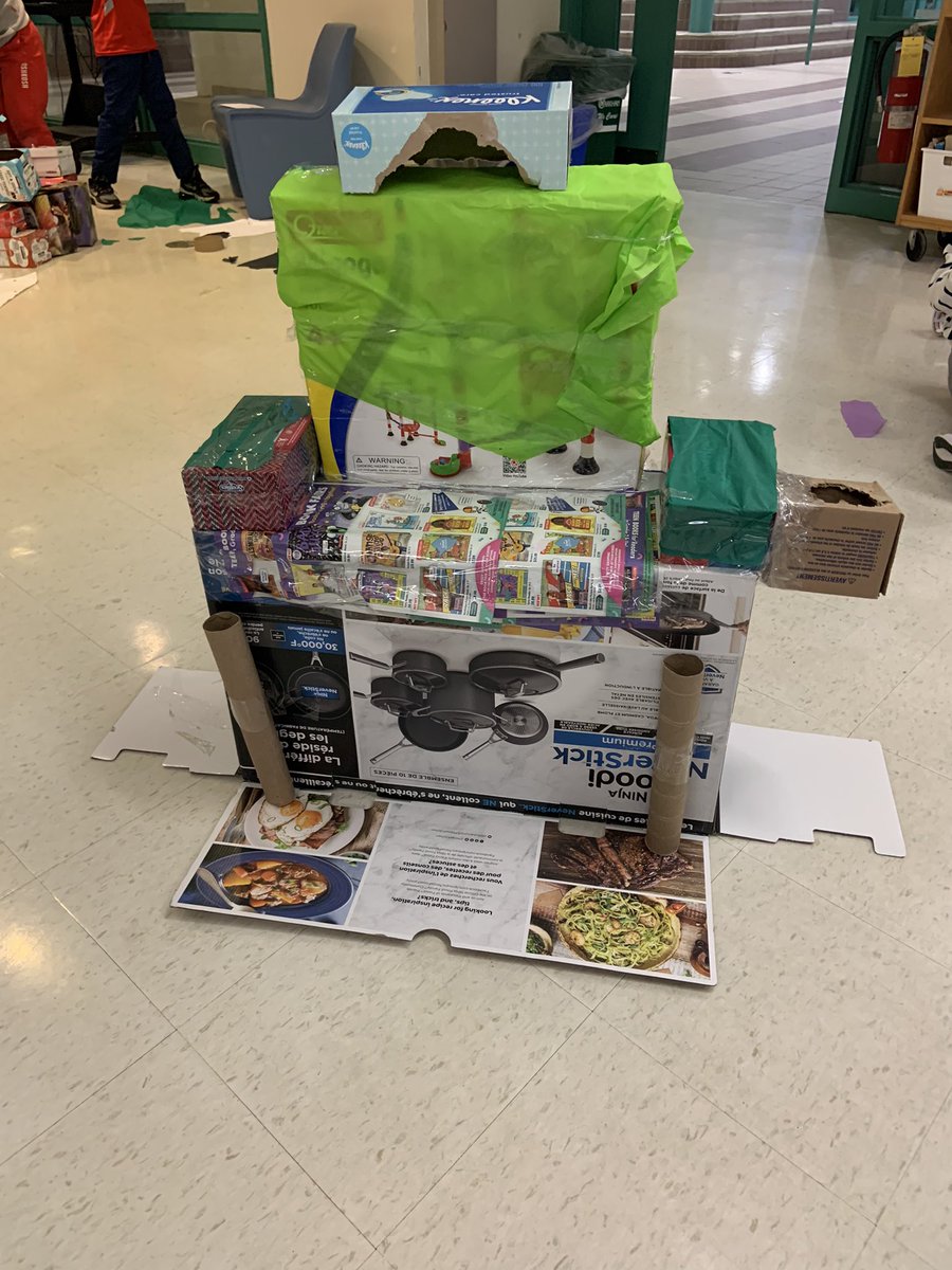 MsTomasi's tweet photo. Makerspace Challenge Week! Build a chair with recyclable materials that can hold a group member! “Time flies when you’re having fun”-Gr.4 student! @CPPSMarkham #makerspace #inquiry #handsonlearning #building https://t.co/AqDJCAufHw