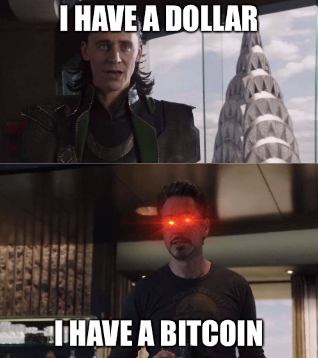 SpawnofSatoshi's tweet photo. Iron man > Loki 

#funny #memesdaily #Memes #humor #Bitcoin #bitcoinmemes #Crypto #cryptocurrency https://t.co/ioCDnidgFL