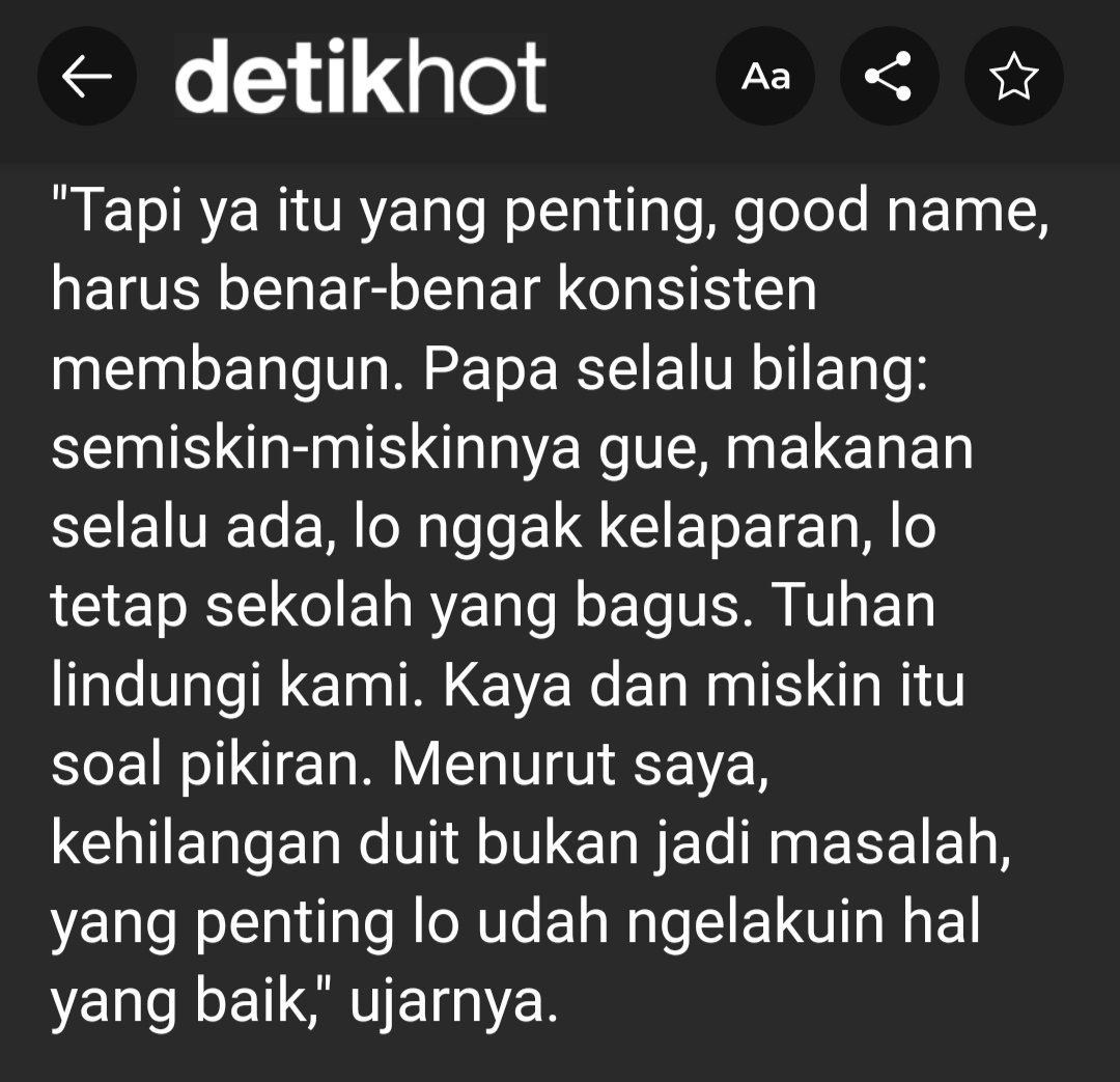 Prinsip hidup Nicholas Sean menggambarkan karakter yg tdk jauh berbeda dari ayahnya...Ahok.
Buah yg bagus memang harusnya berasal dari pohon yg bagus pula.
Sukses terus Sean...