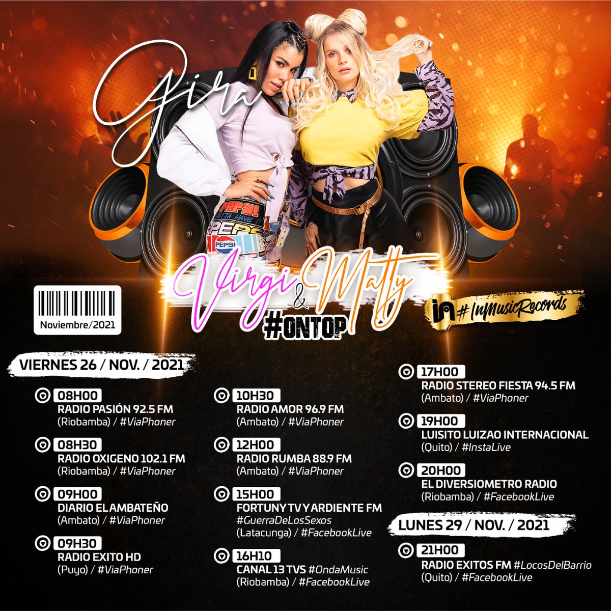 inmusicrecords's tweet photo. Seguimos GIRANDO este viernes con el dúo femenino urbano VIRGI Y MATTY de Venezuela 🇻🇪 promocionando #OnTop @virgiymatty
@williamlucasm
Ahí vamos #InMusicRecords https://t.co/FE1DBj42cd