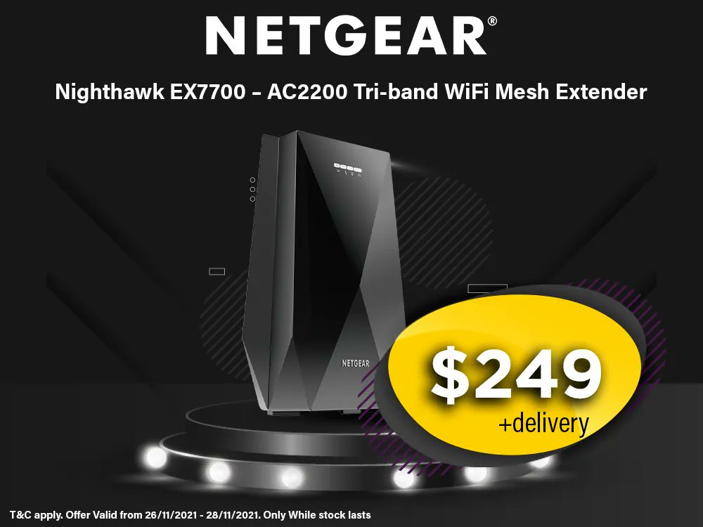 🚨Black Friday Deal 🚨 
Netgear Nighthawk® X4S Tri-band WiFi Mesh Extender
Extend your home’s WiFi so you can enjoy high speed Internet everywhere in your home. 
Available Now: buff.ly/30ZTu5q