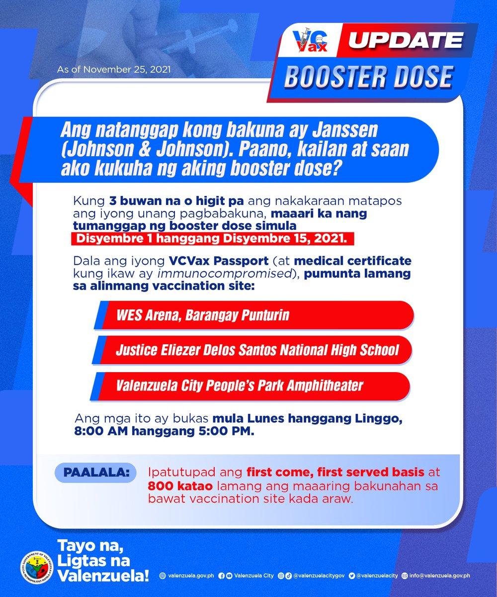 valenzuelacity's tweet photo. Para sa iskedyul, lugar, at iba pang mga detalye, basahin ang FAQs na ito.
Maaari din ma-access ang FAQs sa https://t.co/qYkwdLB07n
#Booster #VCVaxBooster https://t.co/UJXqayVMzj