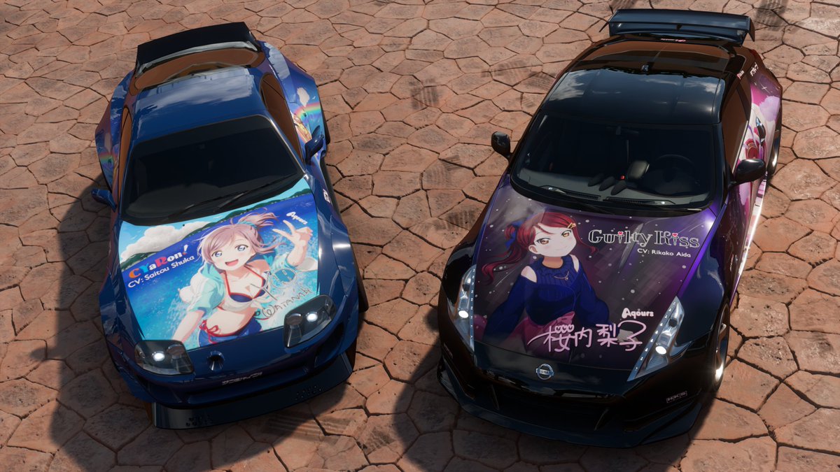 Turbo_Anime's tweet photo. Me and my friend doing a little YouRiko photoshoot last night. Also Happy Thanksgiving to you all!

#ForzaHorizon5 
#Forza
#Xbox20 
#itasha
#ラブライブ
#桜内梨子
#渡辺曜 https://t.co/So9nK7cl7C