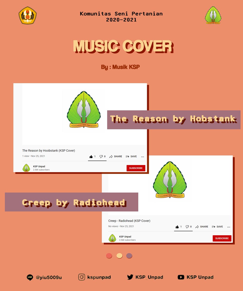 KSP_Unpad's tweet photo. 🎶 MUSIC COVER BY KSP  🎶 

Bidang Musik KSP mempersembahkan music cover¬ yang berjudul The Reason by Hoobastank dan Creep by Radiohead. Music cover bisa akang/euceu tonton di Youtube KSP! 🤘 https://t.co/1ms6HuD7nM