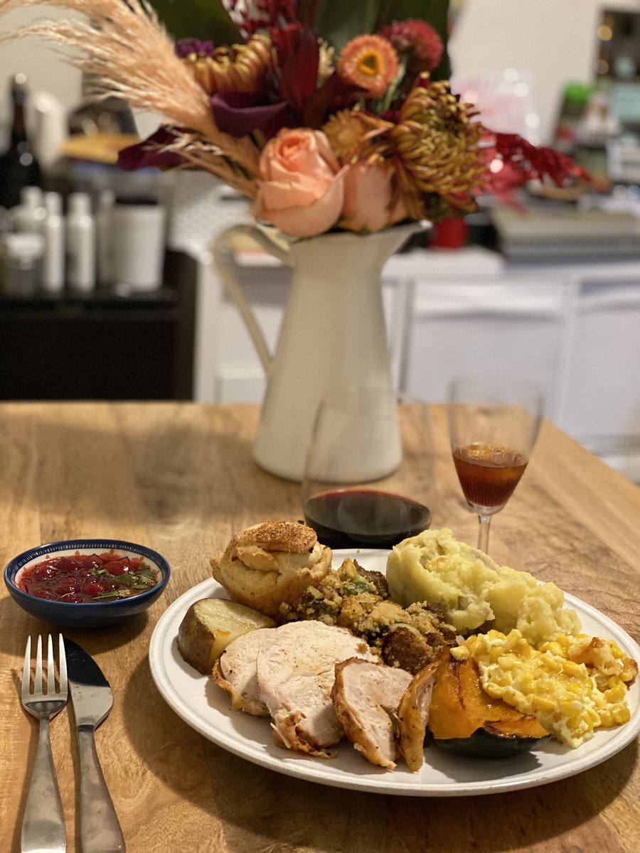 notyourmonkey's tweet photo. Woke up at 4am; worked a full shift; came home and cooked for three+ hours (after staying up until 10 cooking last night), but by god I got myself a Thanksgiving dinner. https://t.co/UTvWcvWqXC
