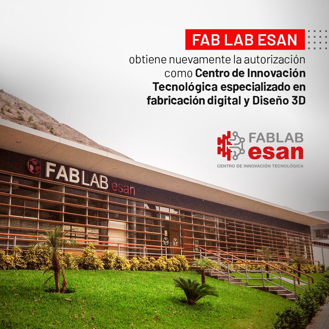 fablabesan's tweet photo. Nos alegra anunciarles que tras una rigurosa evaluación realizada por el #CONCYTEC, el #FabLabESAN obtiene por segunda vez consecutiva el reconocimiento como Centro de Innovación Tecnológica. ¡Gracias por confiar en nosotros! https://t.co/T9tBeaNSKk