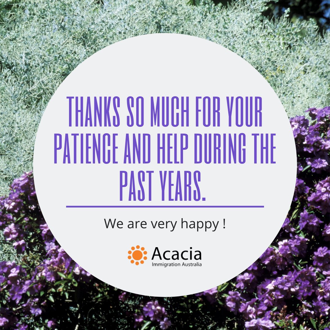 AcaciaAustralia's tweet photo. They had been waiting a long time for a permanent Partner visa. It finally happened! 

#agentgoals #migrationagent #feedbackfriday #immigration https://t.co/vvbOqFs4mP