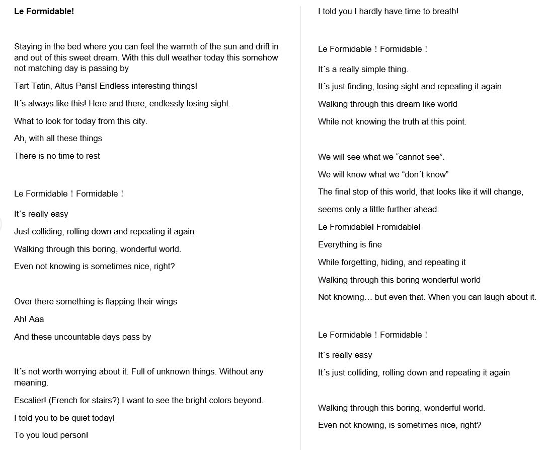 NifaAoki's tweet photo. Here a quick translation of "Le formidable", the Vanitas&amp;Noé character song. It´s pretty obvious who is singing which part xD Please be aware that I am neither a Japanese nor an English native speaker, so there is no guarantee that this translation is correct. https://t.co/NWPApB14xc