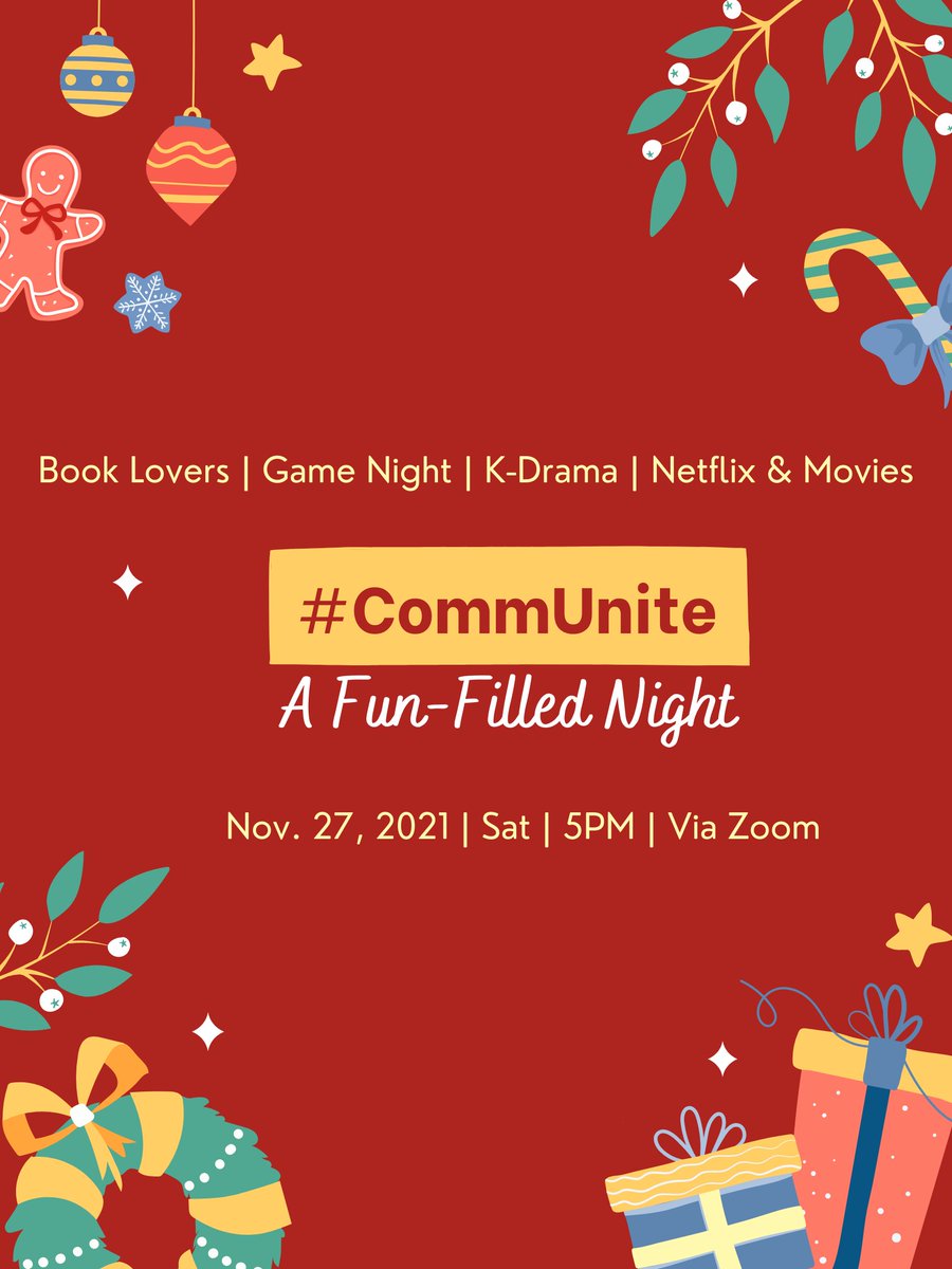 Any plans this Saturday? Come and join us online! 🤓

Book Lovers Communiteam, Game Night Communiteam, and Netflix &amp; Movies Communiteam invite you to:

✨ #CommUnite ✨
✨ A Fun-Filled Night ✨

We have fun games and interesting segments in store for you! 🙂