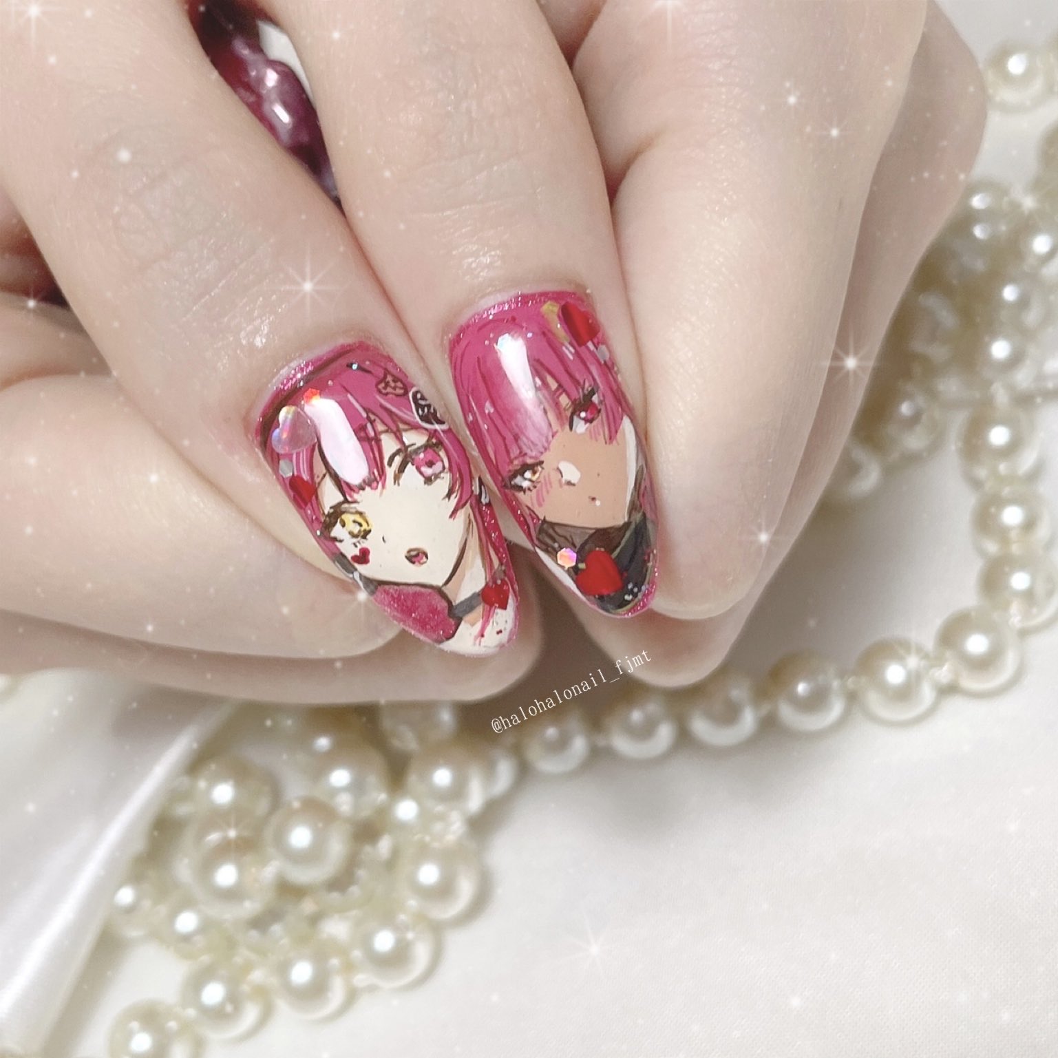 ハロハロネイルふじもと 大阪 痛ネイル お客様nail ホロライブ 宝鐘マリンさんネイル ライブ楽しんでくださいね 全体図はインスタへ T Co 4btr6rl5xz 痛ネイル キャラネイル 手描きネイル 模写ネイル 痛ネイル大阪 ホロライブ