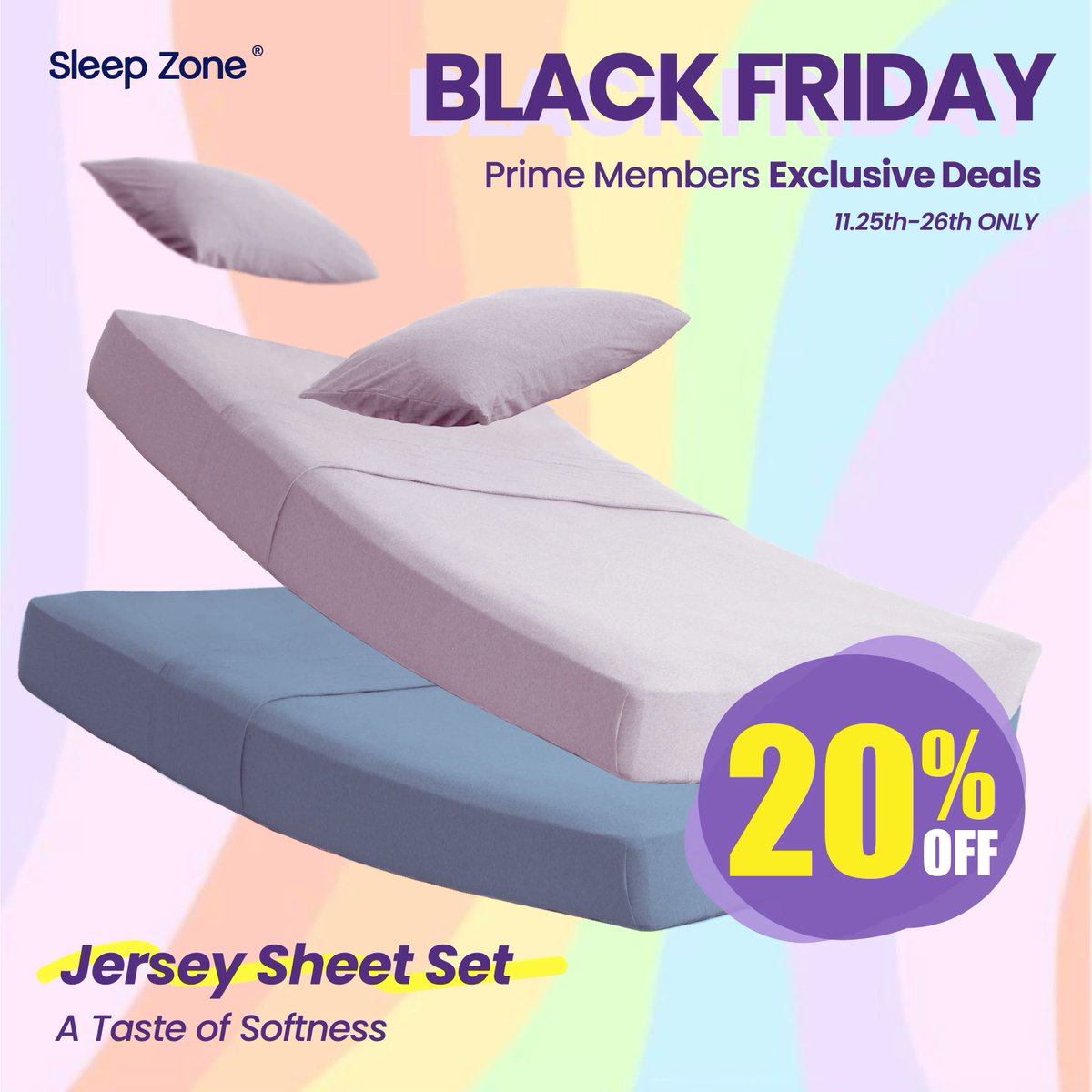 ⚫️ BLACK WEEK ALERT ⚫️
Our Black Friday sales are coming soon.🌟
Enjoy 20% OFF for Jersey Knit Cotton Sheet Set from 25th Nov. – 26th Nov. PST
Don't miss this chance to level up your bedding!🔥
Add to your cart here: buff.ly/313dkwY

#sleepzone