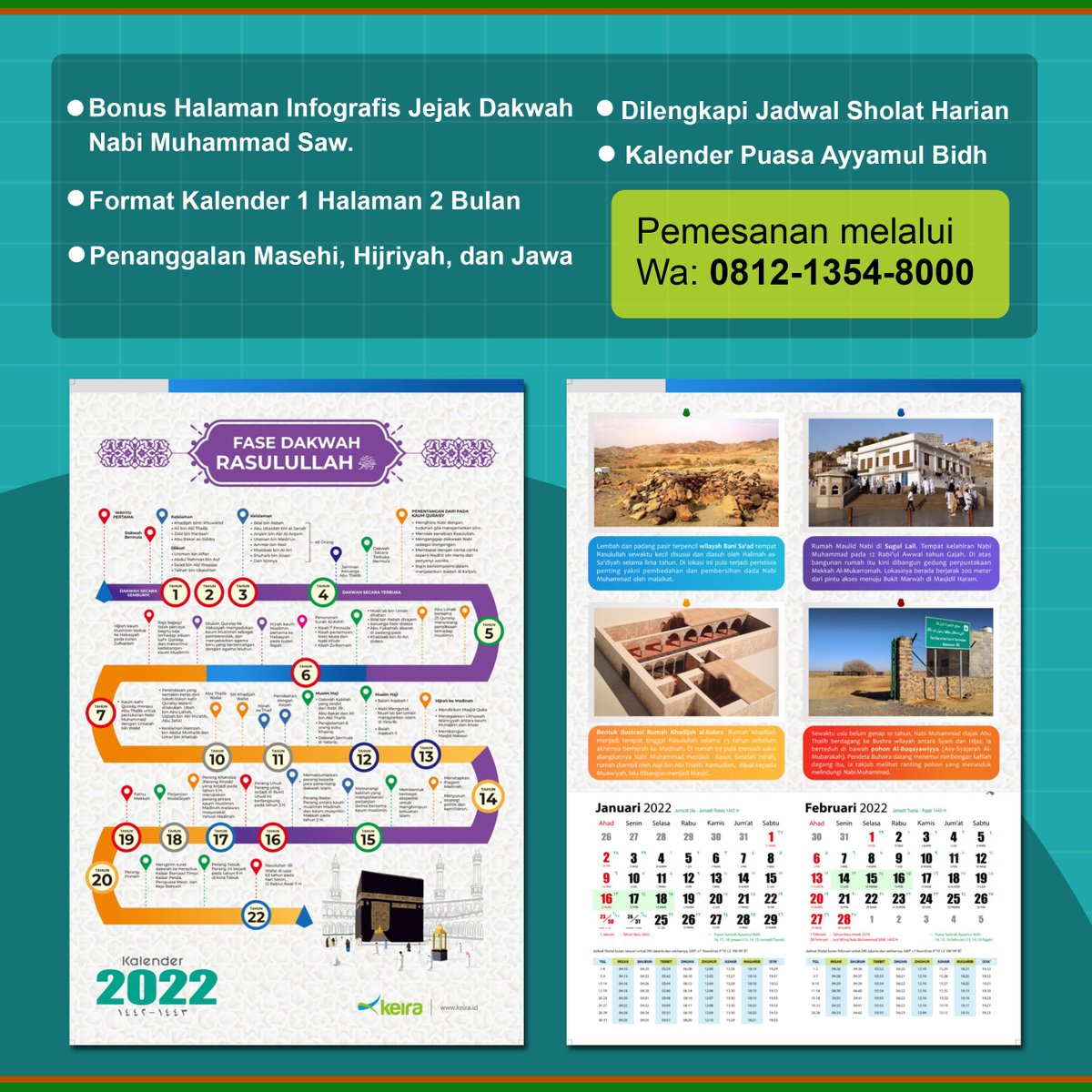 PenerbitKeira's tweet photo. Kalender 2021
Tema "Sejarah Dakwah Nabi"
Spesifikasi:
Ukuran 42 x 62 cm
Art Paper 150 gram
7 halaman
Jilid Kaleng Press
Rp40.000
Silakan pesan melalui whatsapp 081213548000 atau klik https://t.co/QG8bmTq2TS
#PenerbitKeira #Kalender2021 #KalenderIslam #KalenderUmum https://t.co/Y1hLMvekcm